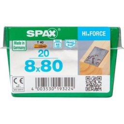 Spax - Vis 'HI.Force' Acier Inoxydable 8x80mm 20 Pcs
