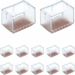 12 Pcs Protection Pied de Chaise Rectangle en Silicone pour Jambes de Chaise/Table/Sofa Largeur