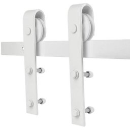 2M Quincaillerie Kit de Rail pour Porte Coulissante, Rail + Roulette, Acier au carbone blanc