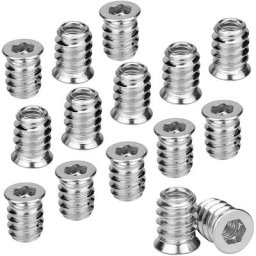 Ersandy - 100PCS Insert Fileté Bois Ecrou Hexagonal M6 x 15 mm Insert a Visser en Alliage de Zinc