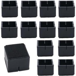 12Pcs Protege Pied de Chaise Carré 42-48mm Protège Jambes Table et Chaise pvc Capuchons Carrés avec