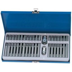 Jeu d'embout hexagonal, Torx et cannelé 40 pièces tx-star 33322 Draper Tools - Argent