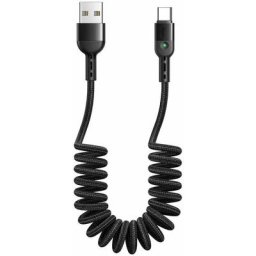 Câble métallique Cable enroulé, cable élastique USB-C, cable rétractable, cable de chargement de