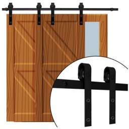 Randaco Système de porte coulissante Ferrure de porte coulissante acier porte en bois 244cm Set de