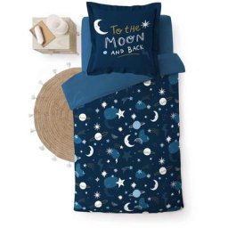 Douceur D'intérieur - Housse de couette enfant Phosphorescente 140 x 200 cm coton 42 fils Moonlight