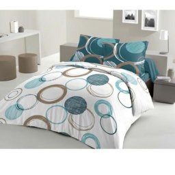 LOVELY HOME Parure de couette Coton AUDACE - Bleu Canard - 200x200 cm