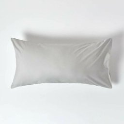 Homescapes - Taie d'oreiller en 100 % coton égyptien 200 fils coloris gris argenté 50 x 90 cm