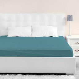 Terre De Nuit - Drap housse jersey bleu canard bonnet 40 cm 140x190/200 - Bleu