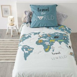 Parure Carte Monde 140 x 200 - Atmosphera créateur d'intérieur - Multicolore