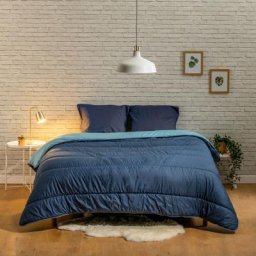 Couette imprimée La Contraste - Chaude 400g/m - 140x200cm Bleu Calin