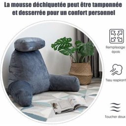 Oreiller de Lecture, Coussin de Soutien Lombaire, Rembourrage en Mousse à Mémoire de Forme, Cale