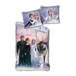 Parure de lit réversible Disney La Reine des Neiges Elsa, Anna, Olaf et Krystoff - 140 cm x 200 cm