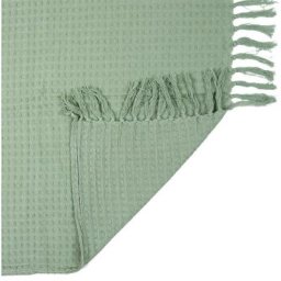 Jete De Canape Gaufre Vert d Eau 170x250cm