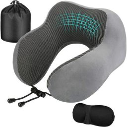 Amazon Brand Coussin de Voyage, Oreiller de Voyage à Memoire de Forme , Coussin Voyage Ergonomique
