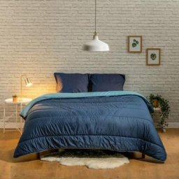 Couette imprimée La Contraste - Chaude 400g/m - 220x240cm Bleu Calin