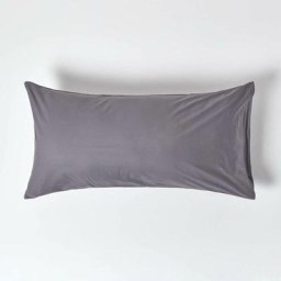 Homescapes - Taie d'Oreiller rectangulaire 100% coton égyptien 200 fils Gris foncé 50 x 90 cm