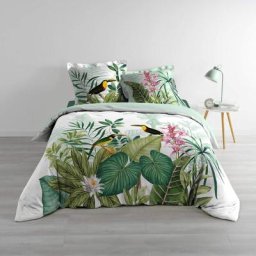 Douceur D'intérieur - Housse de couette 240 x 220 cm coton 57 fils + 2 taies Samoa - Sans