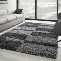 Gala - Tapis Salon Chambre Shaggy Motifs Géométrique - roma (Anthracite - 80x150cm)