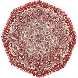 Beliani - Tapis Oriental en Coton Tissé Artisanal 120 cm Rouge et Blanc Crème Mezitili - Rouge