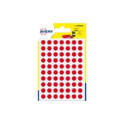 Paquet de 6 feuilles d'étiquettes rondes en gomme rouge de 8 mm de diamètre avery psa08r