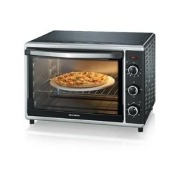 Mini-Four noir/inox 1800 w - Capacité de 42L - Chaleur Tournante - Pierre à Pizza - Noir - Severin