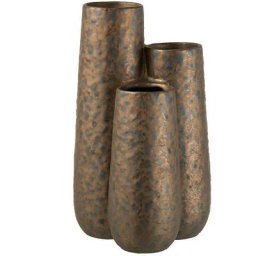 Vase 3 parties rond céramique cuivre 16x16x26cm - Cuivre