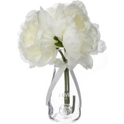 Atmosphera - Composition 3 pivoines vase verre H25 créateur d'intérieur - Blanc