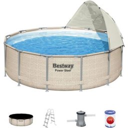 Bestway - 5614V Frame Pool Power Steel avec protection solaire Ø396x107cm - set complet
