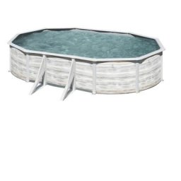 Gre - Piscine ovale acier 5,27m x 3,27m x h: 1,22m - Imitation bois Nordique Filtration a sable