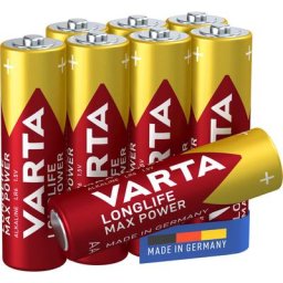 Piles Alcalines aa Longlife Max Power Lot De 8 - Varta
