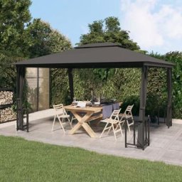 Tonnelle de Jardin Tente de réception - Rapide à Installer avec parois et toit double 3x4 m