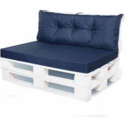 Coussin de palettes, Jeu de coussins de jardin 120x60 et Dossier 120x40cm bleu foncé / coussin de