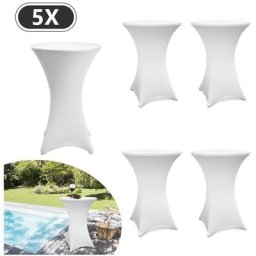 Lot de 5 housses blanches pour table haute pliante 105 CM,Blanc,Ø 80-85 cm - Blanc - Einfeben