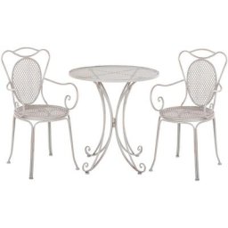 Set de Jardin ou Terrasse Type Bistro 2 Chaises et Petite Table Assortie en Métal Gris Design