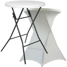 Table haute mange debout + housse écrue Pack spécial salon - Blanc
