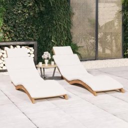 Joli® Mode Bain de soleil patio extérieur - Lot de 2 Chaises longues avec coussins Bois massif de