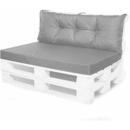 Coussin de palettes, Jeu de coussins de jardin 120x60 et Dossier 120x40cm Gris / coussin de