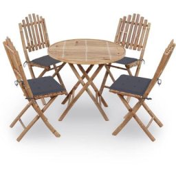 Mobilier à dîner d'extérieur pliable 5 pcs avec coussins Bambou Vidaxl Anthracite