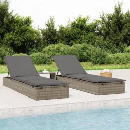 Transat avec table Chaise longue Bain de soleil gris résine tressée 87985 - Gris
