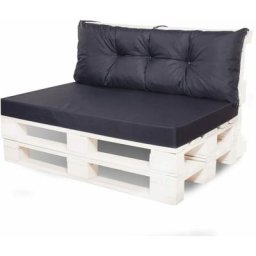 Coussin de palettes, Jeu de coussins de jardin 120x60 et Dossier 120x40cm Noir / coussin de