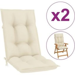 Coussins de chaise de jardin à dossier haut 2 pcs crème tissu Vidaxl Crème