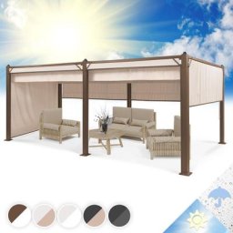 Blumfeldt - Pantheon Cortina Tonnelle de Jardin Aluminium 3x6 m, 4 Panneaux Latéraux Enroulables,