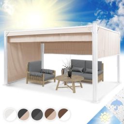 Blumfeldt - Pantheon Cortina Tonnelle de Jardin Aluminium 3x4 m, 4 Panneaux Latéraux Enroulables,
