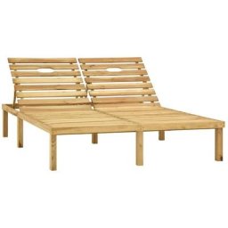 Bain de soleil double Chaise de jardin - Transat de jardin Bois de pin imprégné de vert BV122977