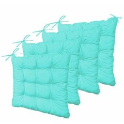 Deco Arts - Lot de 4 Galettes de chaise 40 x 40 cm - Bleu Caraïbes