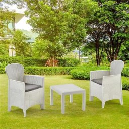 Dmora - Set salon d'extérieur Foggia, Salon de jardin composé de 2 fauteuils et 1 table basse,