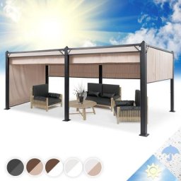 Blumfeldt - Pantheon Cortina Tonnelle de Jardin Aluminium 3x6 m, 4 Panneaux Latéraux Enroulables,