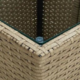 Hommoo - Table a the Beige 41,5x41,5x44cm Resine tressee et verre trempe