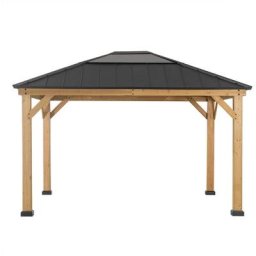 Tonnelle en cèdre BRURI en anthracite - 393cm x 335cm