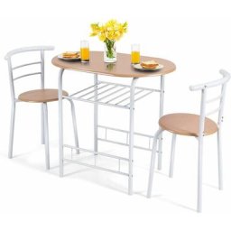 Ensemble de 3 Pieces avec Table et 2 Chaises, Meuble de Salle a Manger, Set de Bistro pour Cuisine,